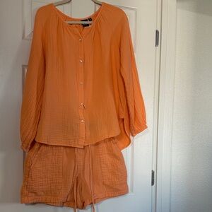 GAP Crinkle Gauze Boatneck Button-Front Top & Shorts
